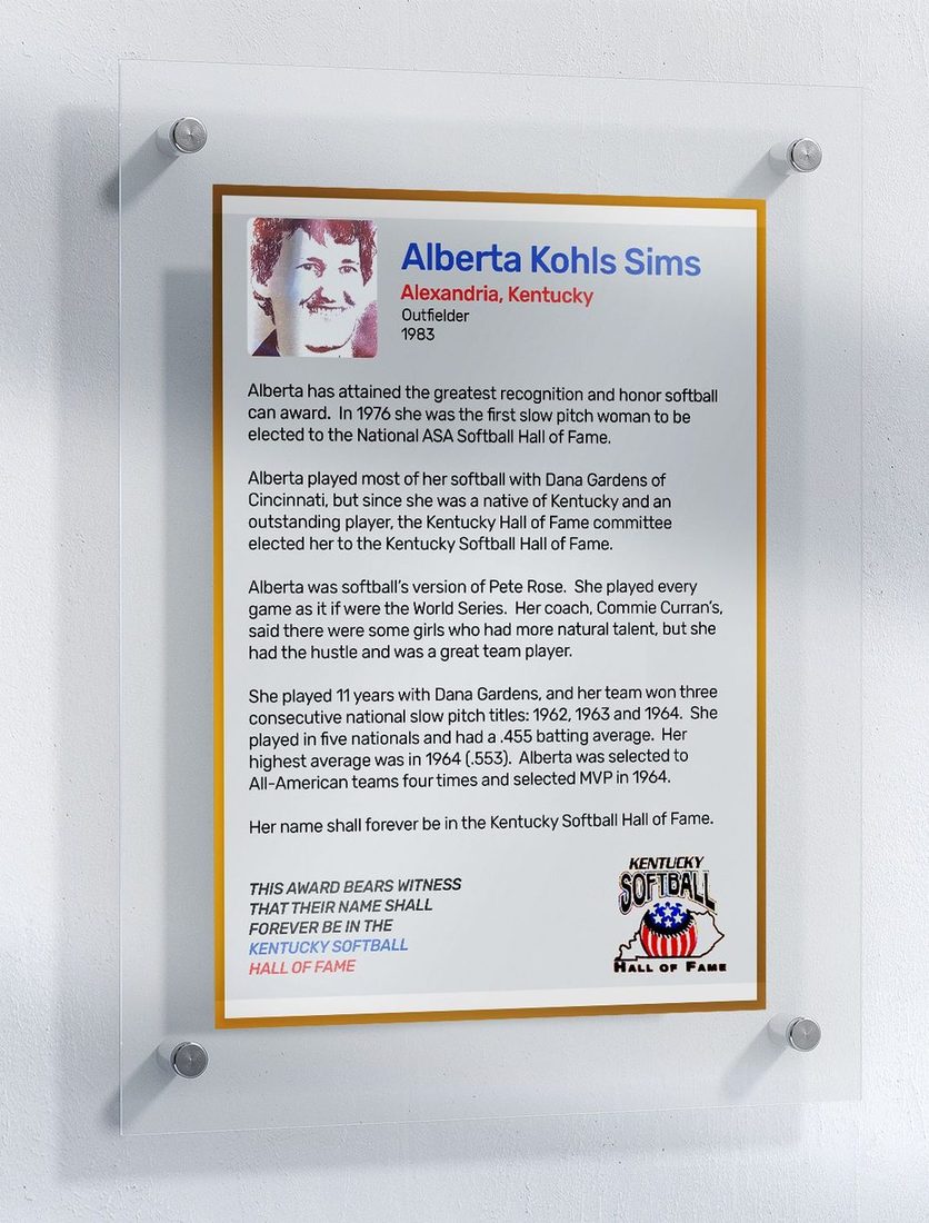 Sims, Alberta Kohls, Kentucky Softball Hall of Fame inductee