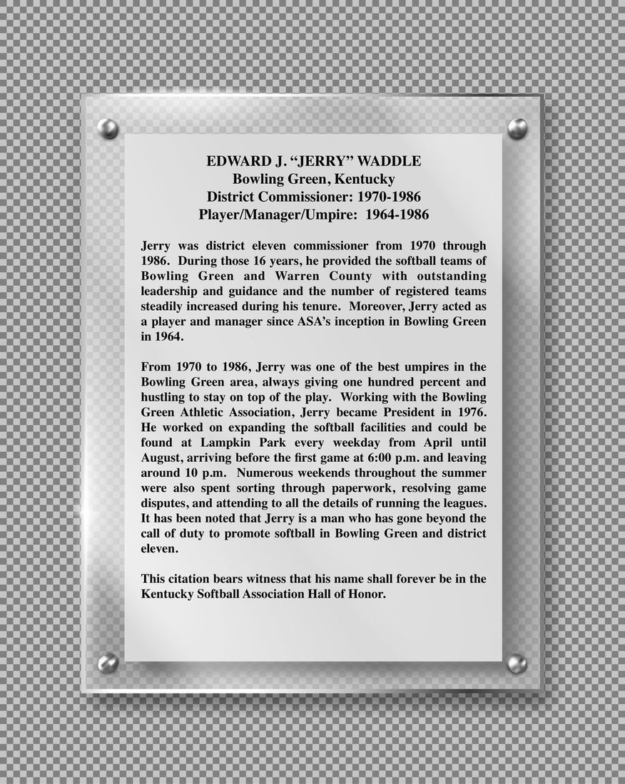 Waddle, Edward J. "Jerry", Kentucky Softball Hall of Fame