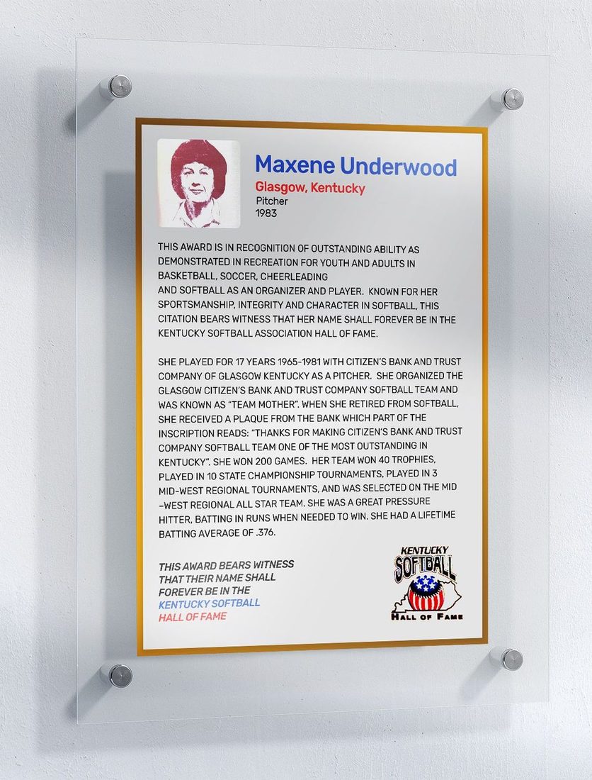 Underwood, Maxene, Kentucky Softball Hall of Fame inductee