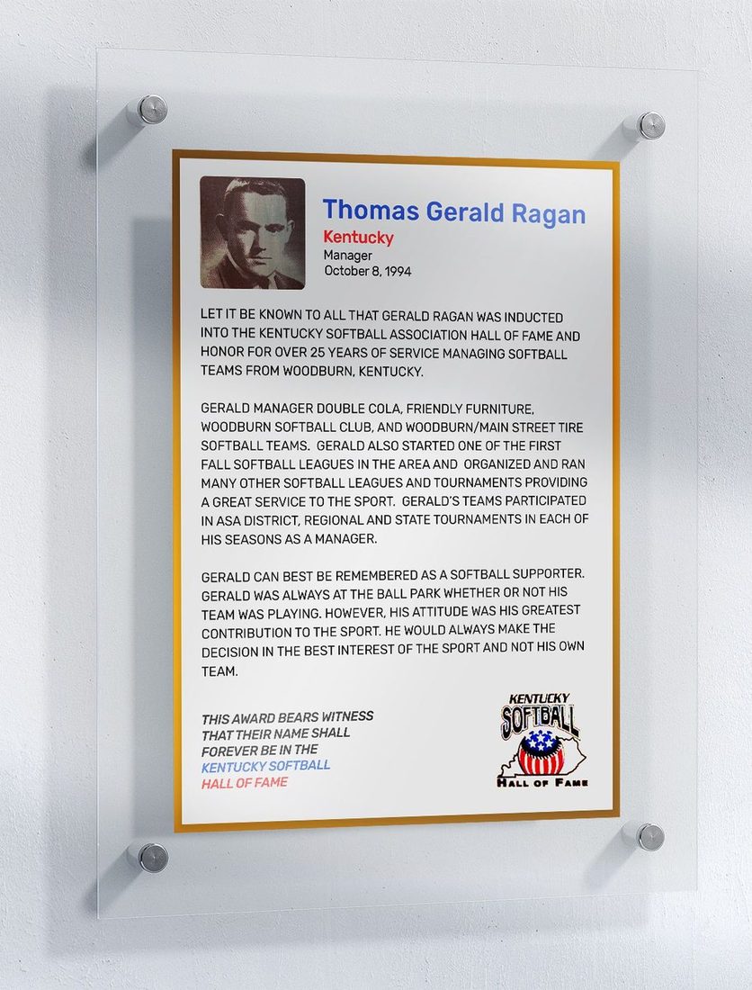 Ragan, Thomas Gerald, Kentucky Softball Hall of Fame