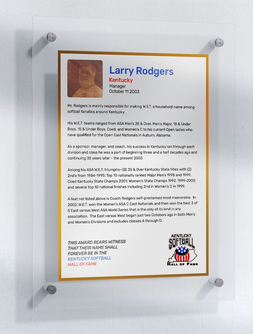 Rodgers, Larry, Kentucky Softball Hall of Fame