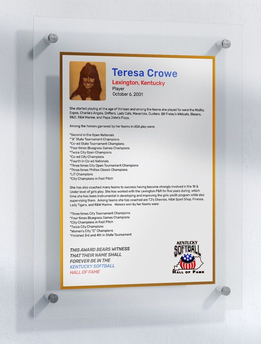 Crowe, Teresa, Kentucky Softball Hall of Fame inductee