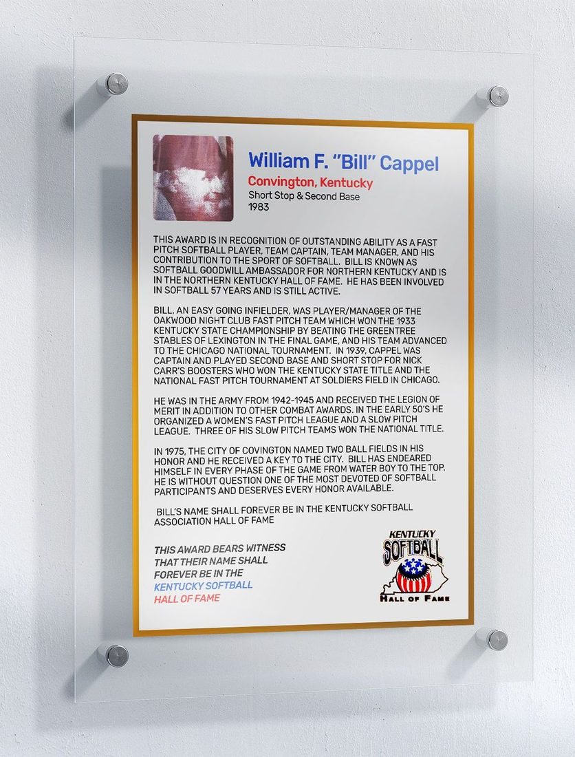 Cappel, William F. "Bill", Kentucky Softball Hall of Fame inductee