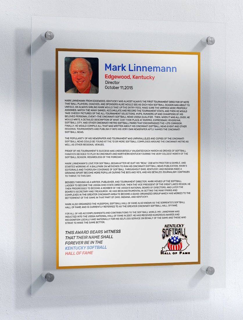 Linnemann, Mark, Kentucky Softball Hall of Fame inductee