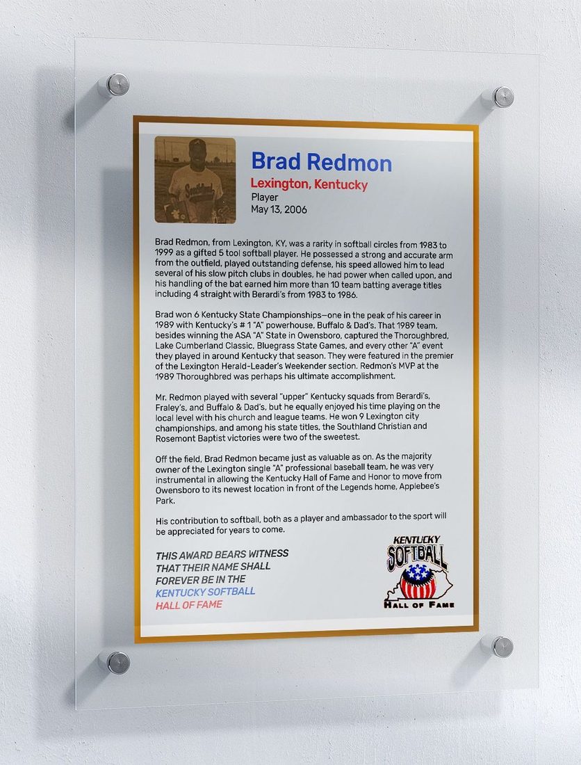 Redmon, Brad, Kentucky Softball Hall of Fame