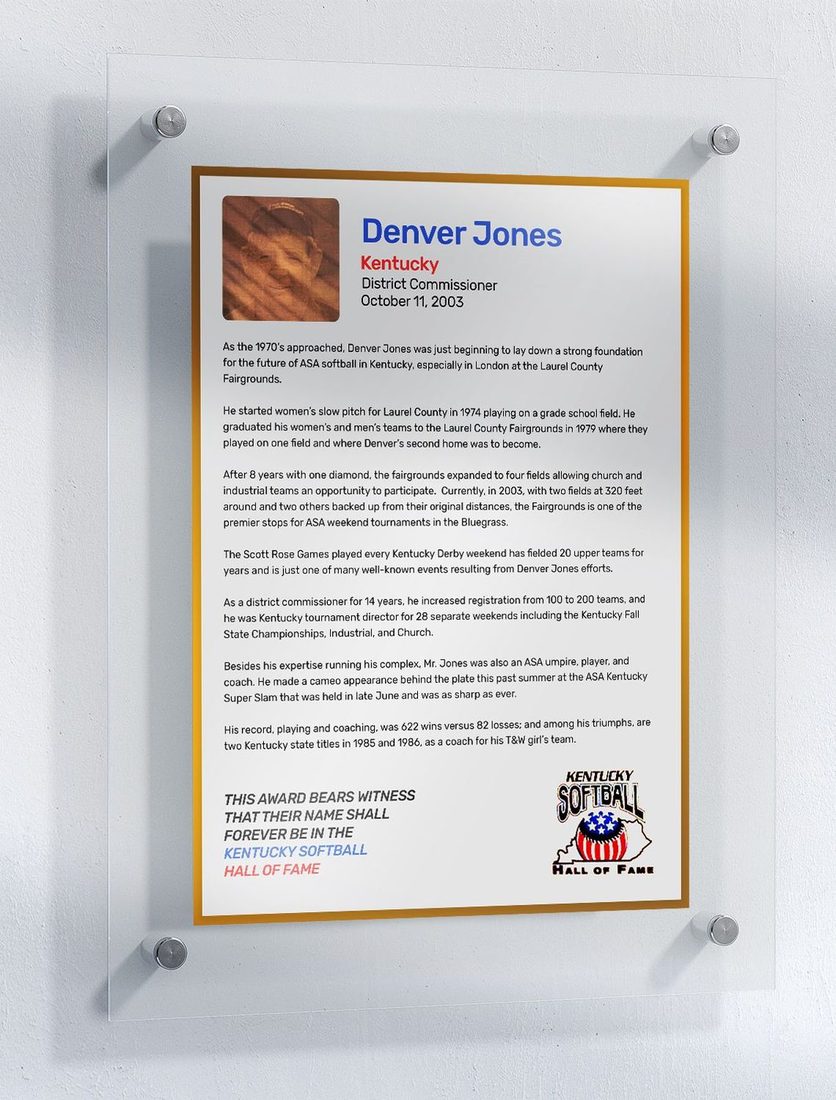 Jones, Denver, Kentucky Softball Hall of Fame inductee