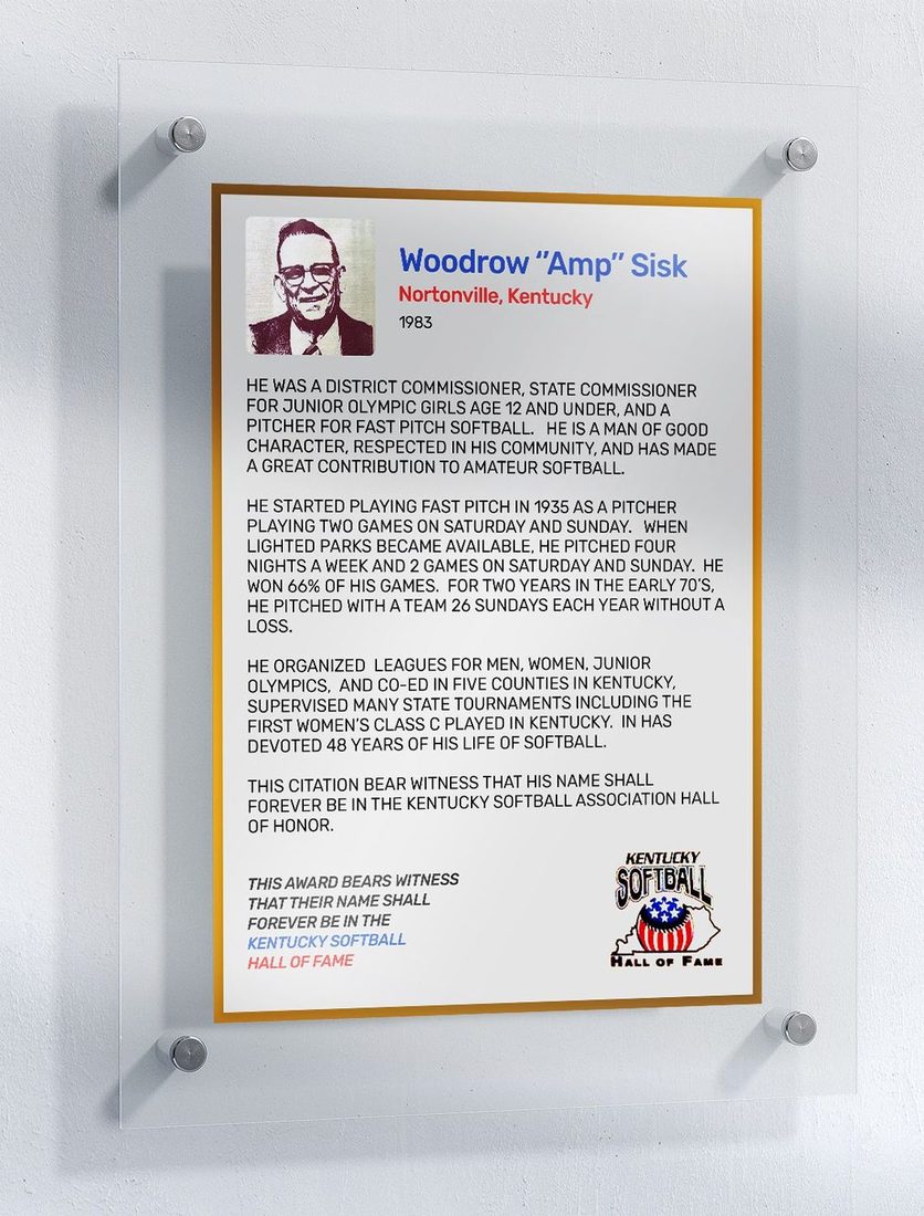 Sisk, Woodrow "Amp", Kentucky Softball Hall of Fame inductee