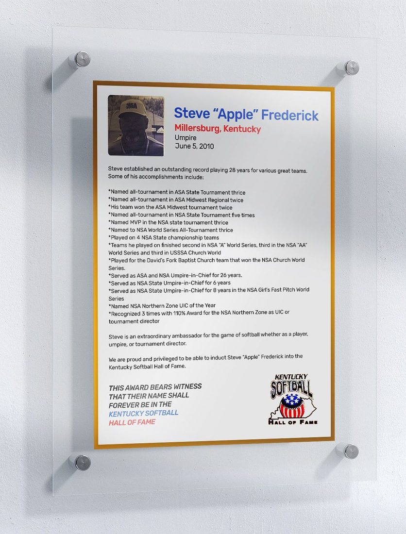Frederick, Steve "Apple", Kentucky Softball Hall of Fame