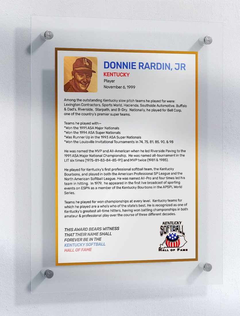 Rardin Jr., Donnie, Kentucky Softball Hall of Fame inductee