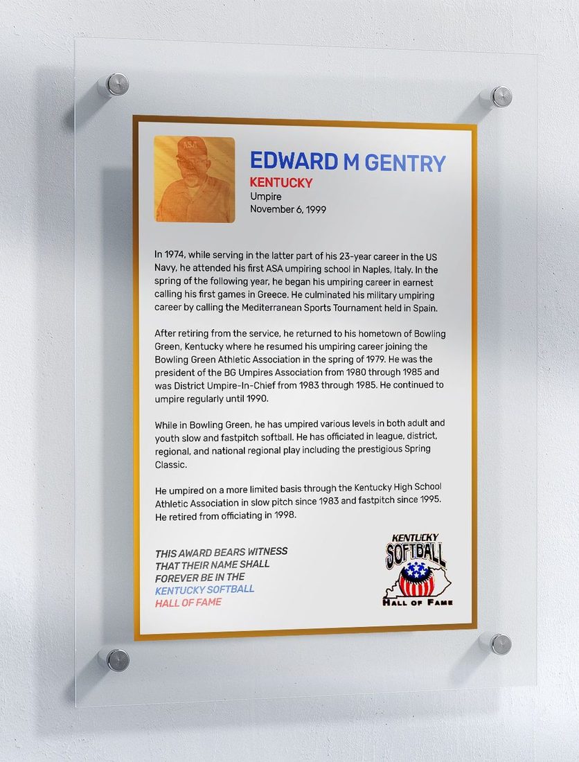 Gentry, Edward M., Kentucky Softball Hall of Fame inductee