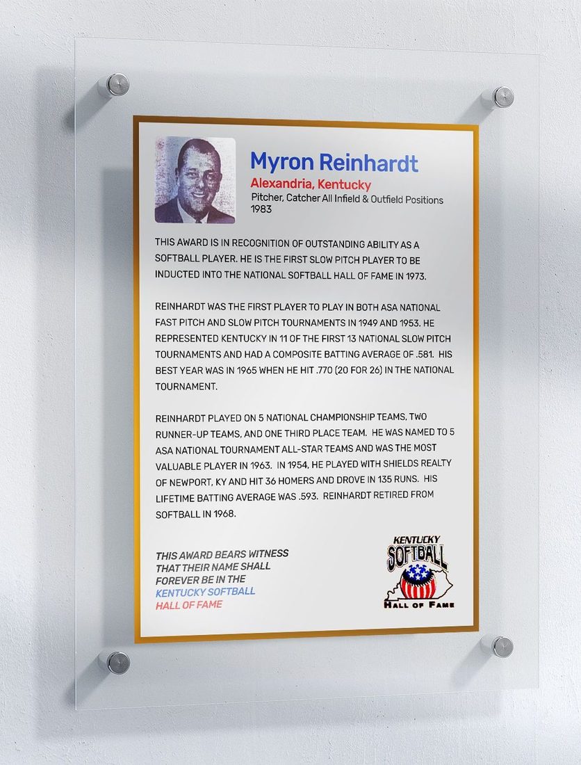Reinhardt, Myron, Kentucky Softball Hall of Fame