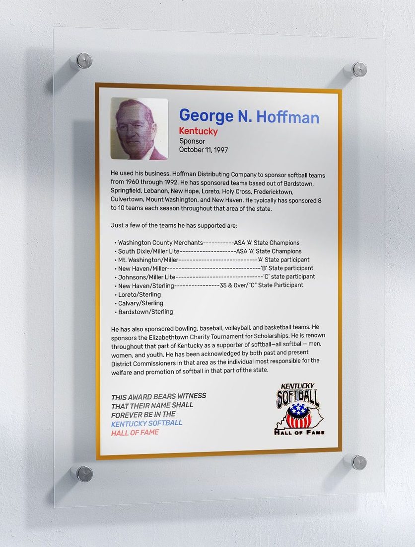 Hoffman, George N., Kentucky Softball Hall of Fame