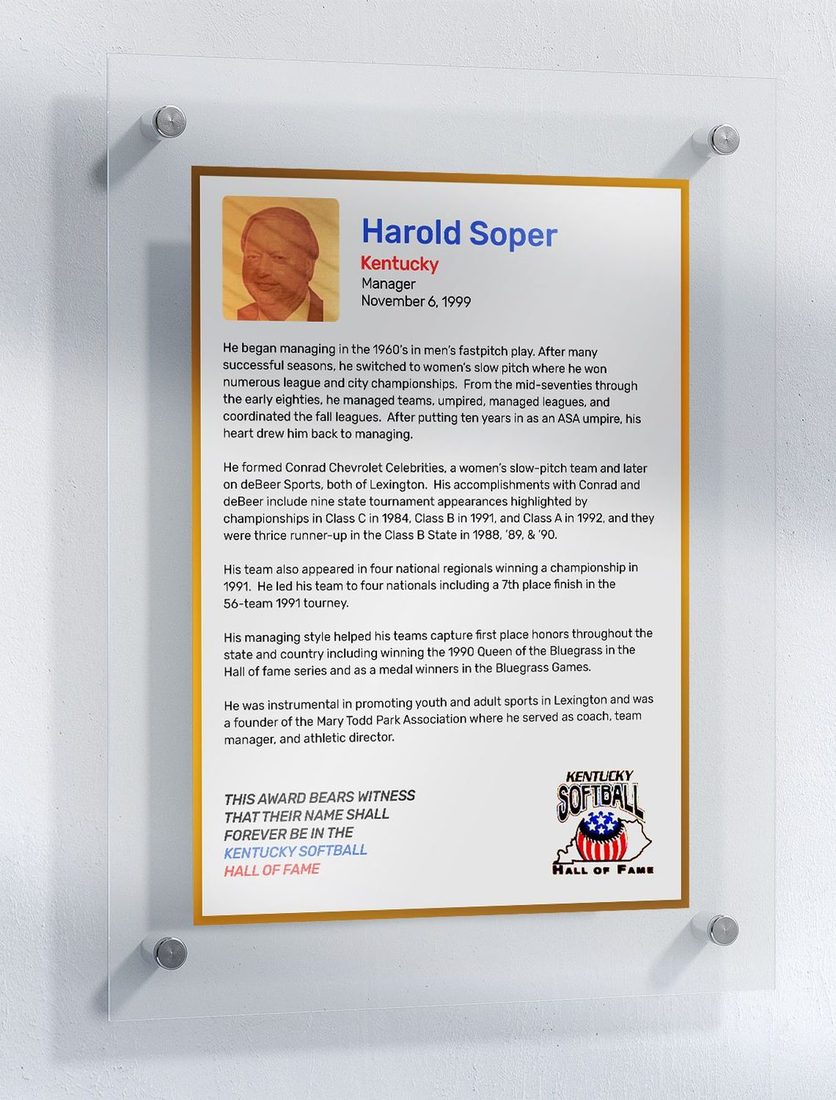 Soper, Harold, Kentucky Softball Hall of Fame