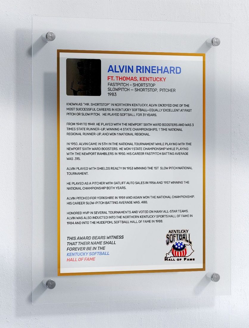 Rinehard, Alvin, Kentucky Softball Hall of Fame inductee