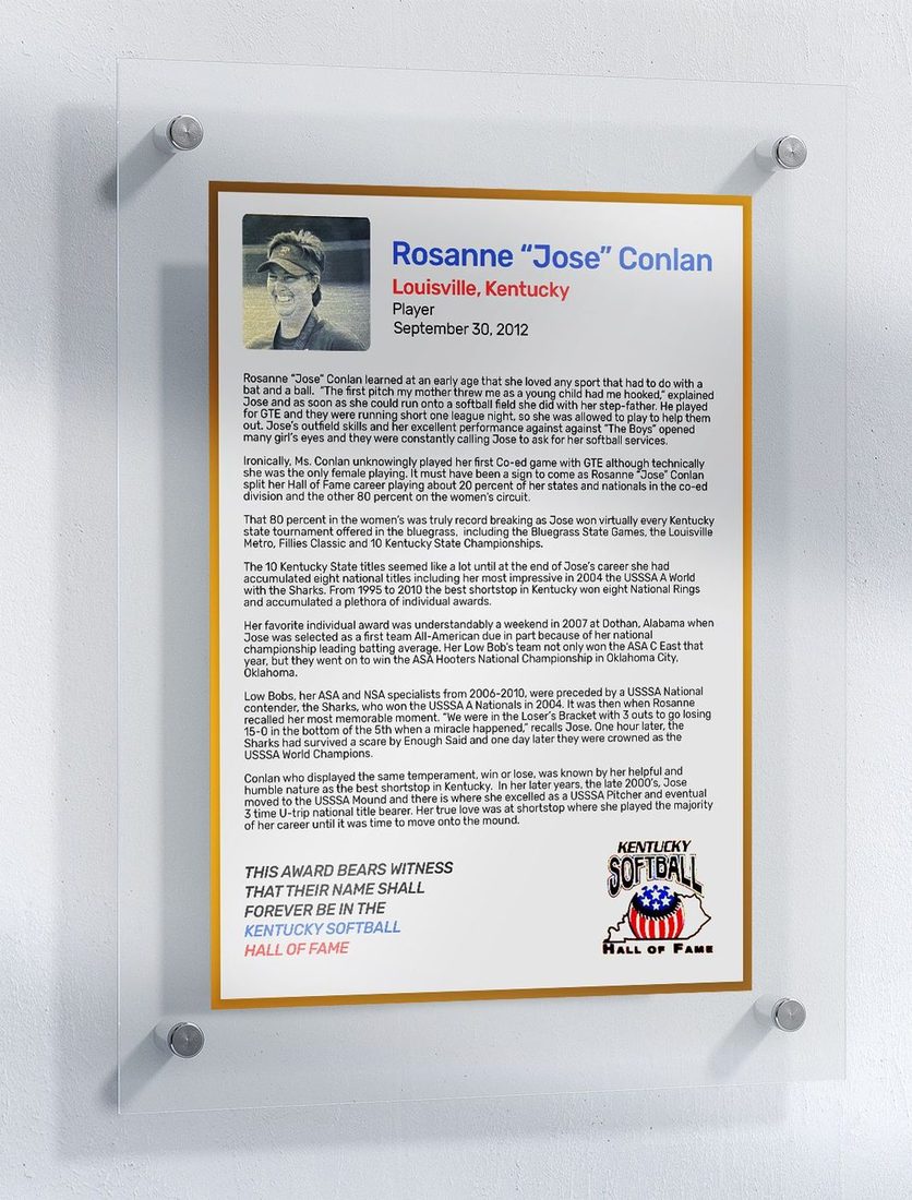 Conlan, Rosanne "Jose", Kentucky Softball Hall of Fame inductee