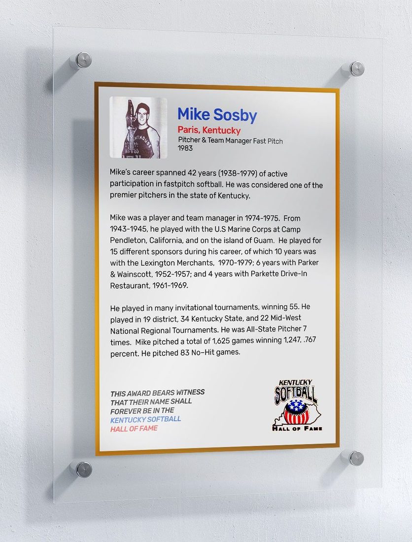 Sosby, Mike, Kentucky Softball Hall of Fame inductee