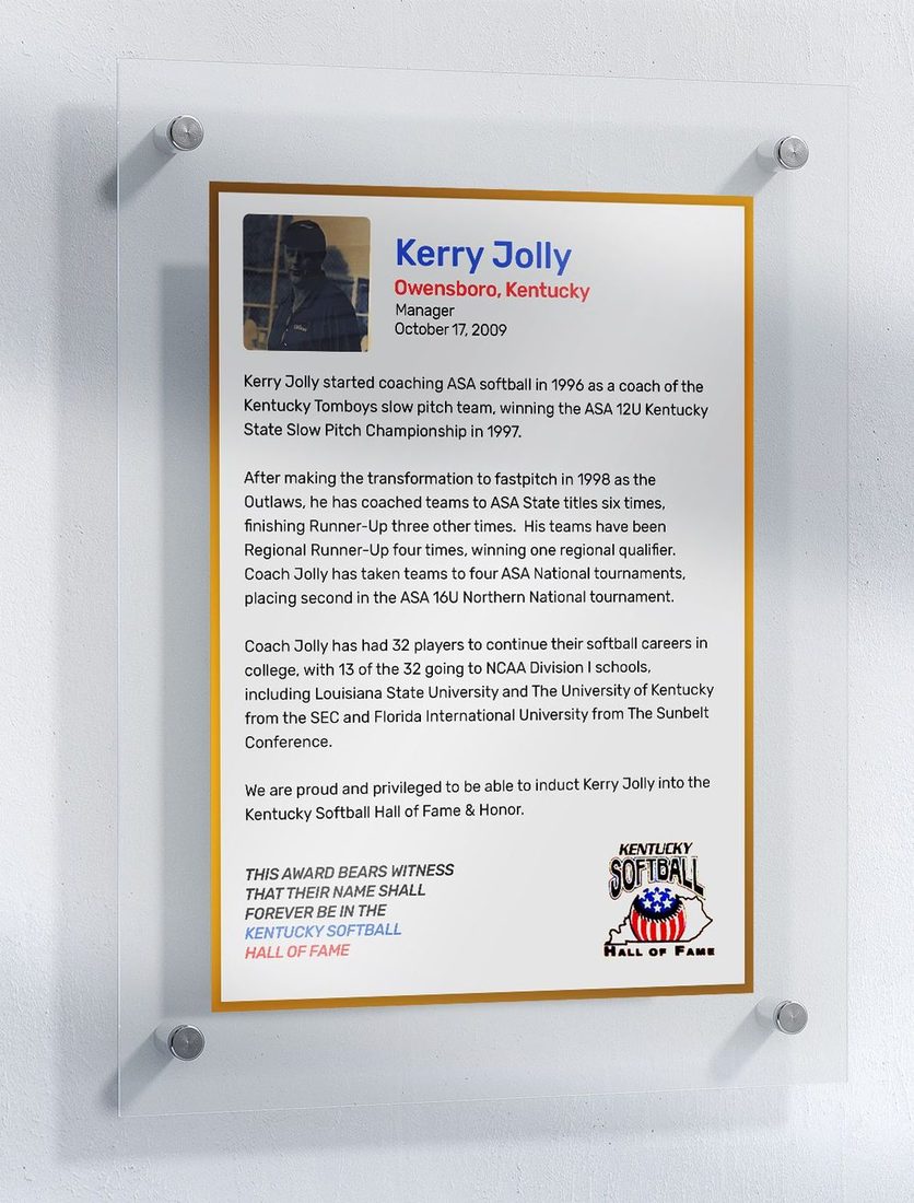 Jolly, Kerry, Kentucky Softball Hall of Fame inductee