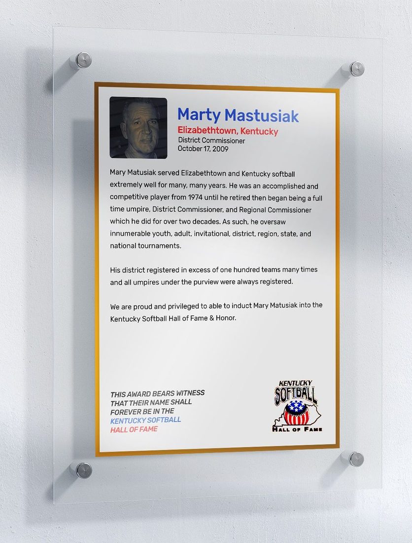 Mastusiak, Marty, Kentucky Softball Hall of Fame inductee