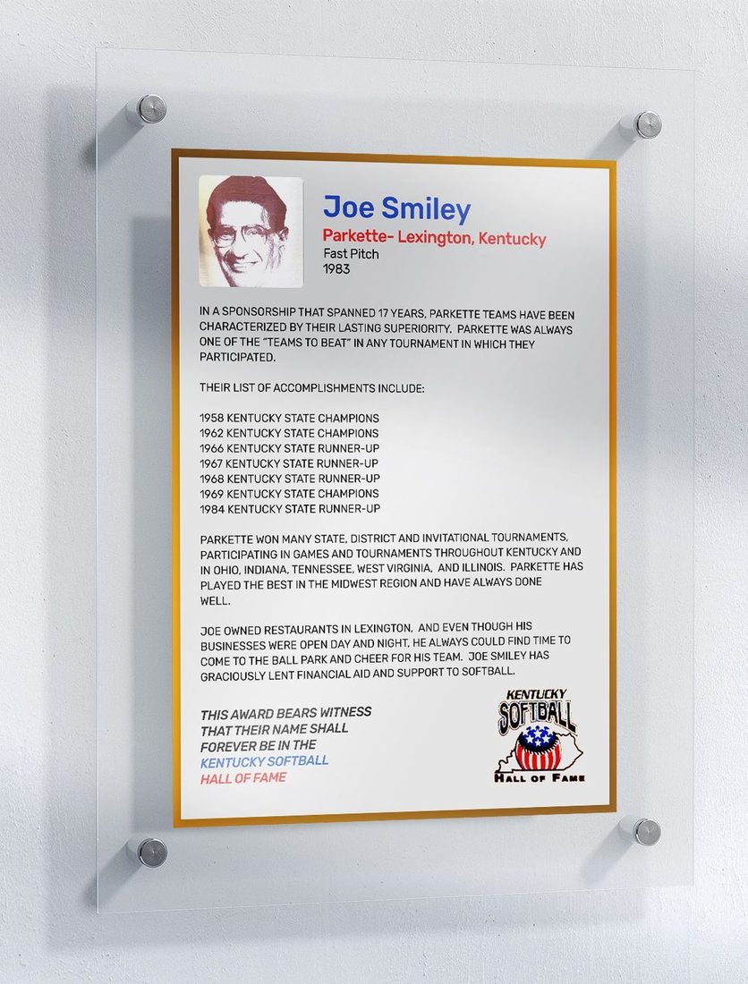 Smiley, Joe, Kentucky Softball Hall of Fame inductee