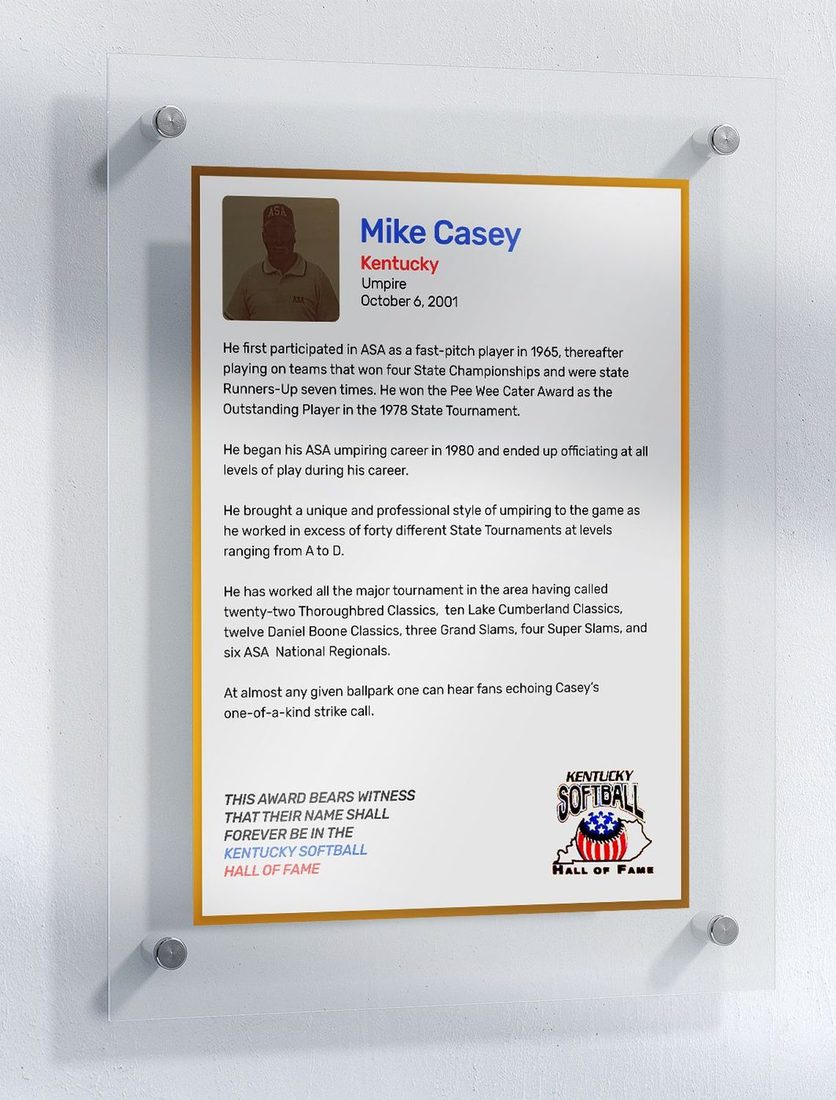 Casey, Mike, Kentucky Softball Hall of Fame