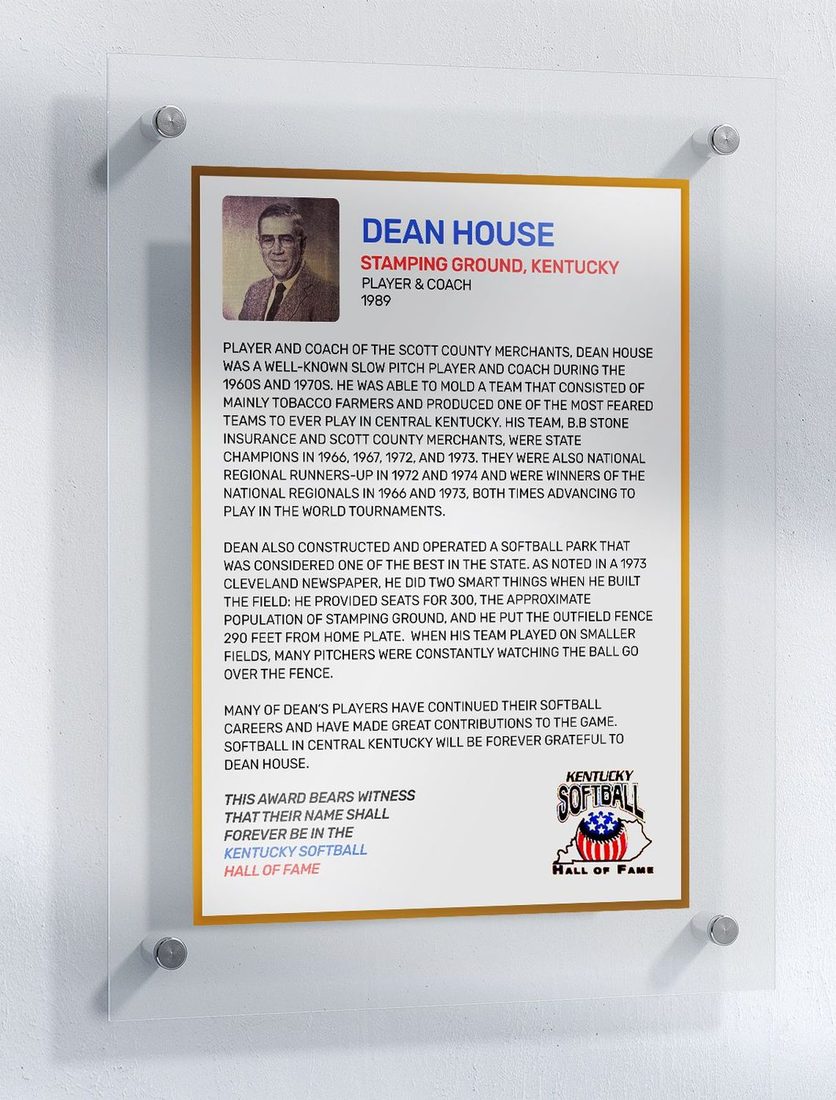 House, Dean, Kentucky Softball Hall of Fame inductee