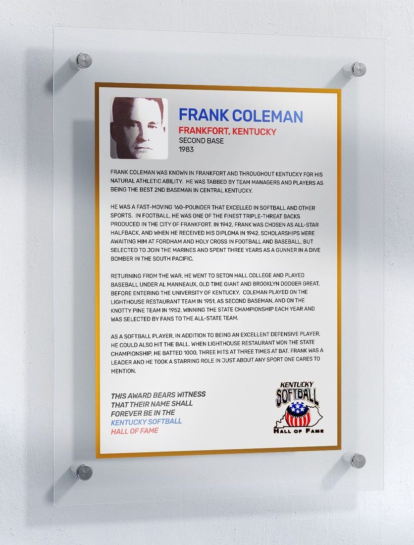 Coleman, Frank, Kentucky Softball Hall of Fame