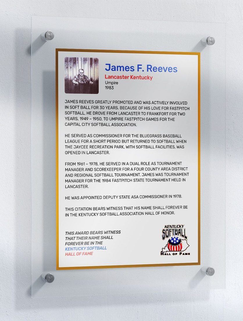 Reeves, James F., Kentucky Softball Hall of Fame inductee