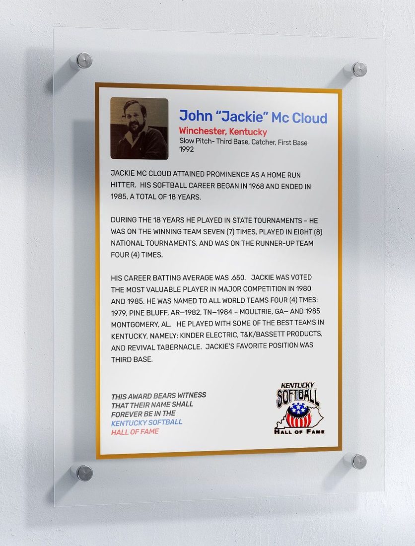 McCloud, John "Jackie", Kentucky Softball Hall of Fame inductee