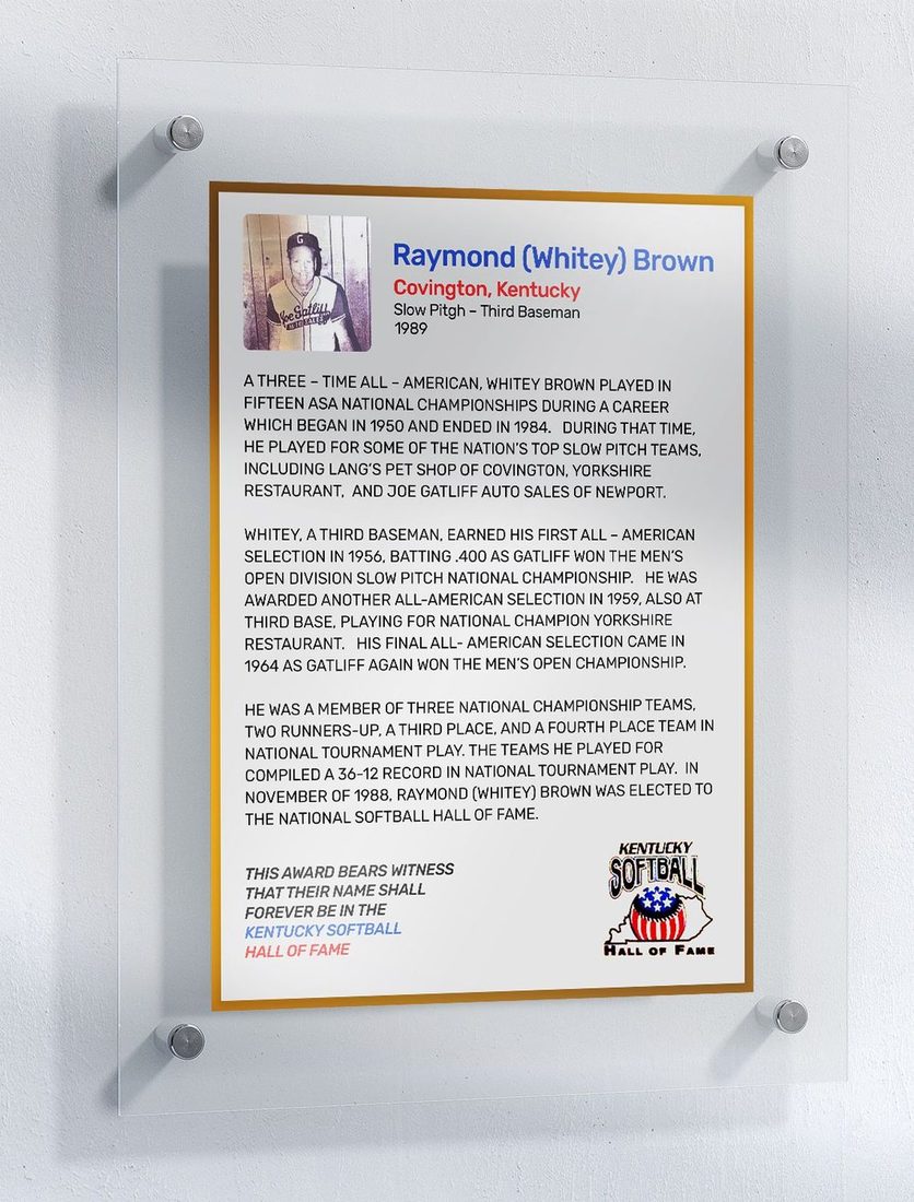 Brown, Raymond "Whitey", Kentucky Softball Hall of Fame inductee