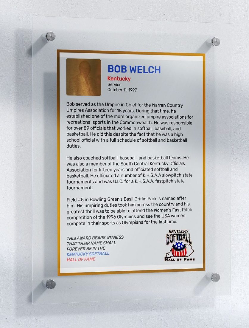 Welch, Bob, Kentucky Softball Hall of Fame inductee