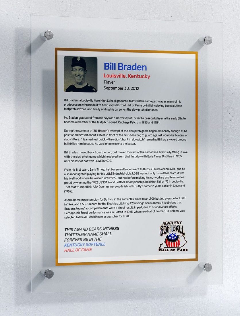 Braden, Bill, Kentucky Softball Hall of Fame inductee