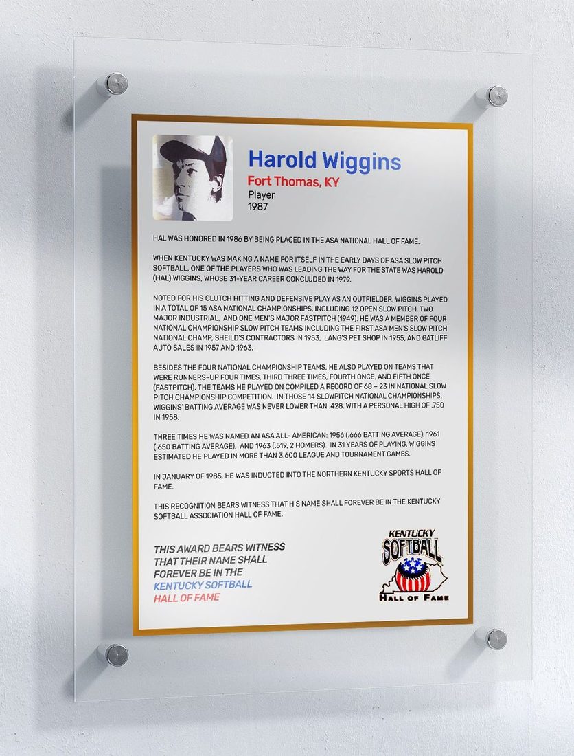 Wiggins, Harold, Kentucky Softball Hall of Fame