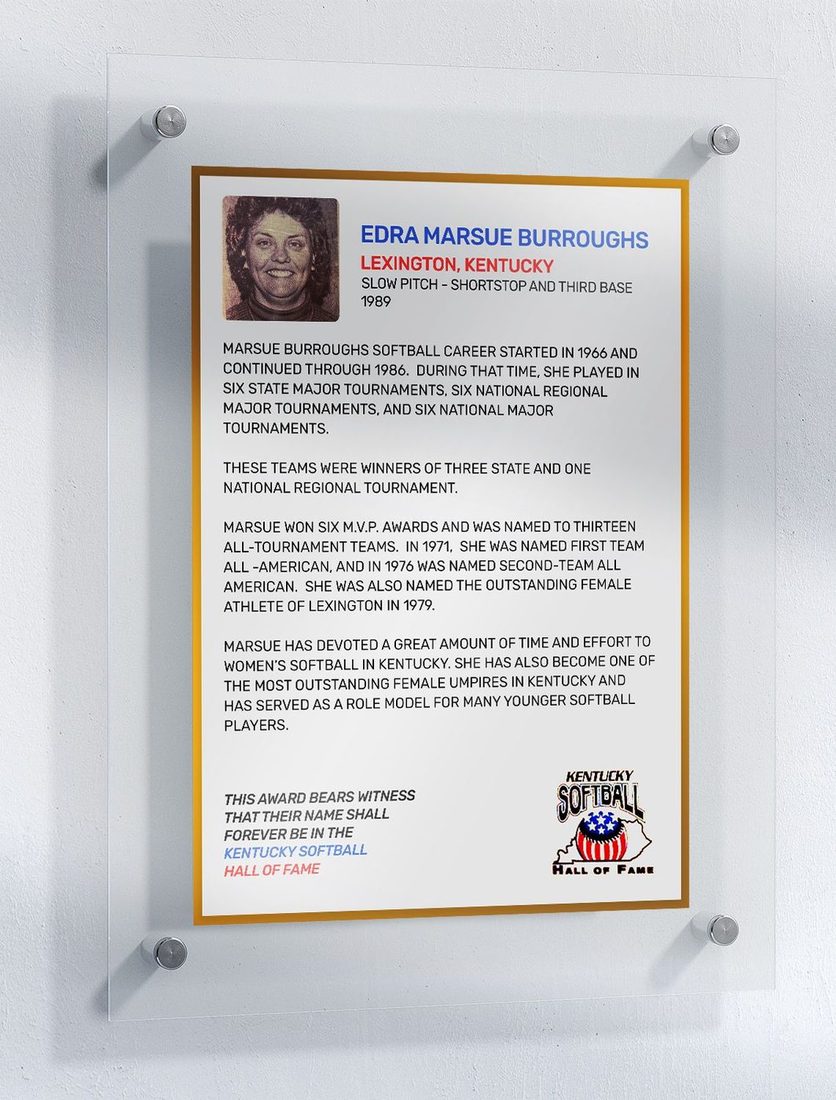 Burroughs, Edra Marsue, Kentucky Softball Hall of Fame