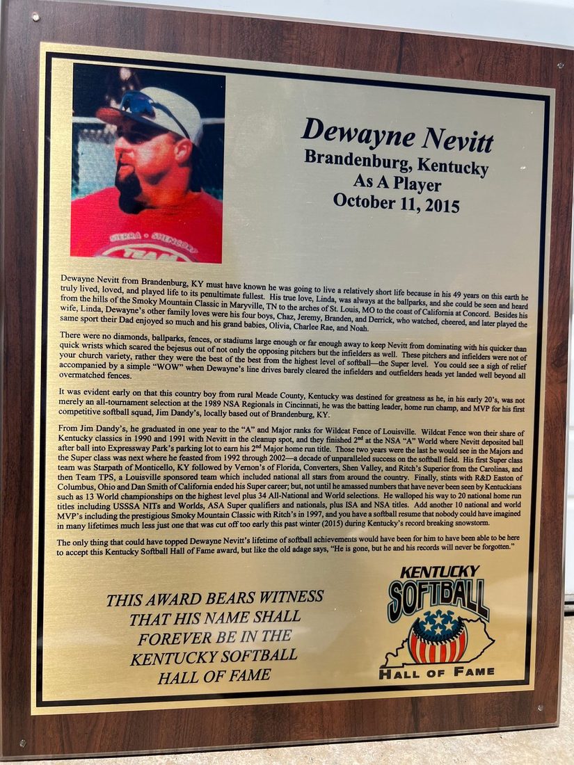 Nevitt, Dewayne, Kentucky Softball Hall of Fame