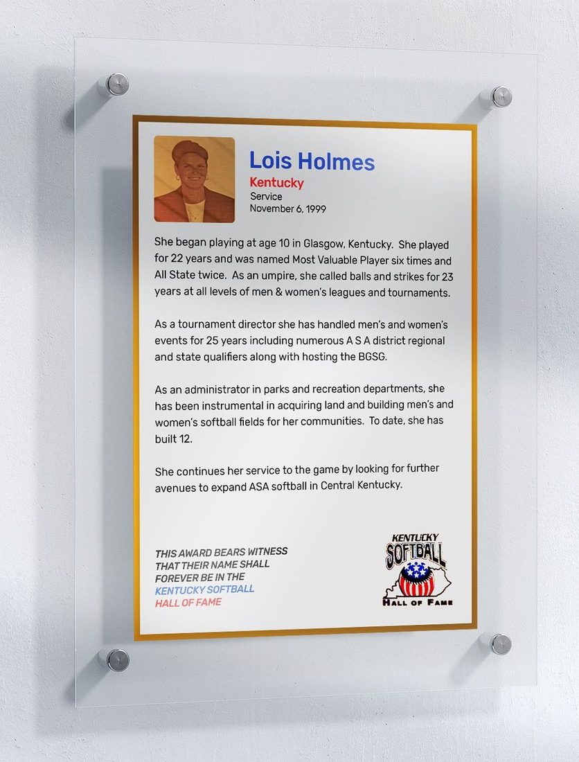 Holmes, Lois, Kentucky Softball Hall of Fame inductee