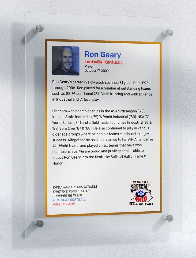 Geary, Ron, Kentucky Softball Hall of Fame inductee