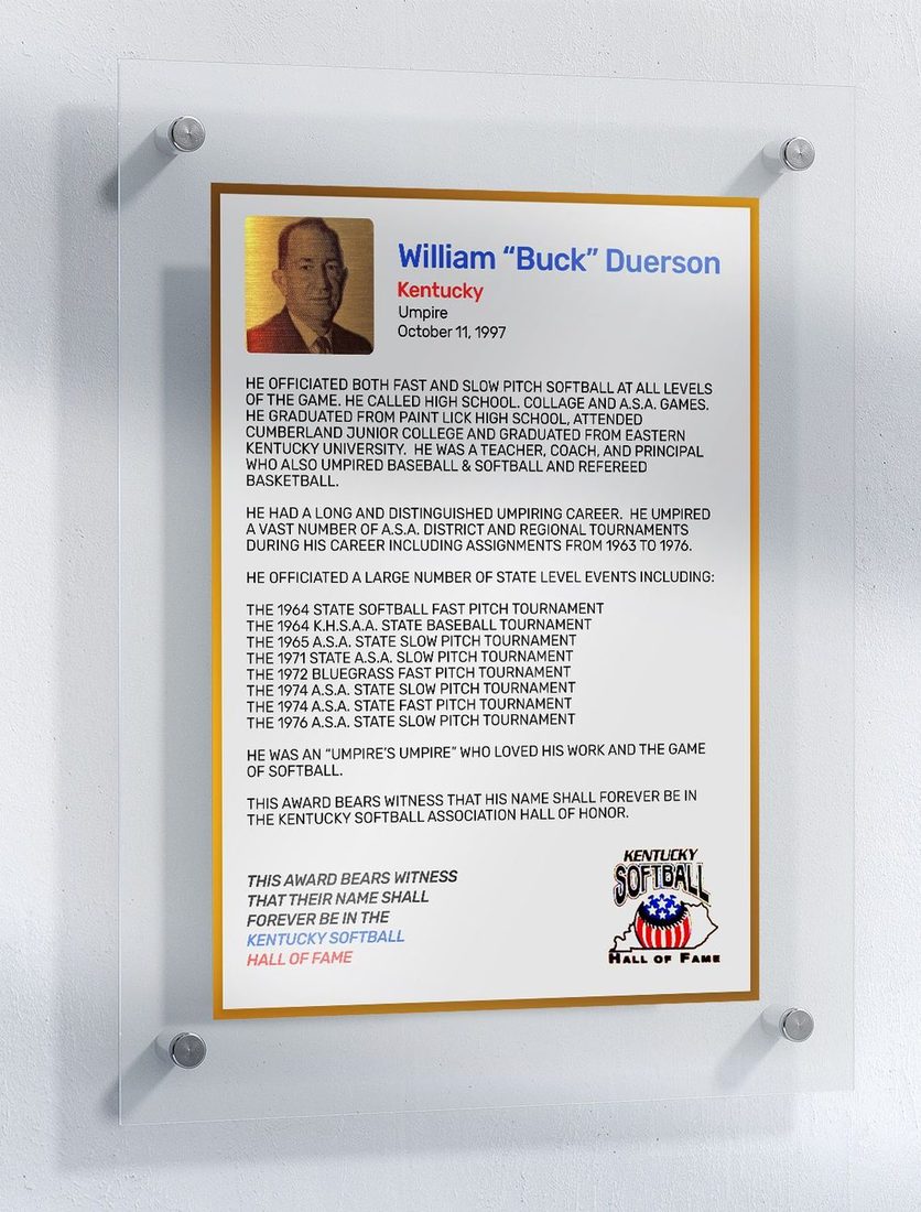 Duerson, William "Buck", Kentucky Softball Hall of Fame