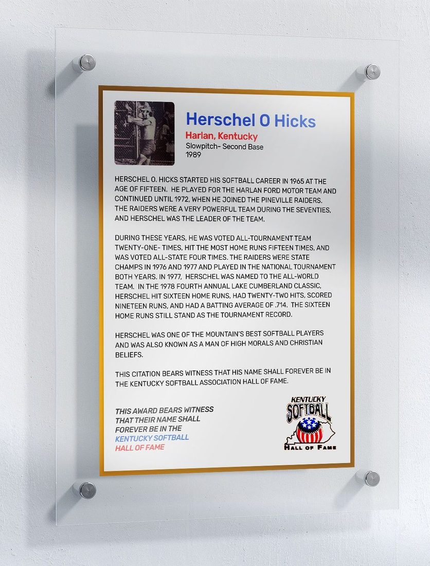 Hicks, Herschel O., Kentucky Softball Hall of Fame inductee