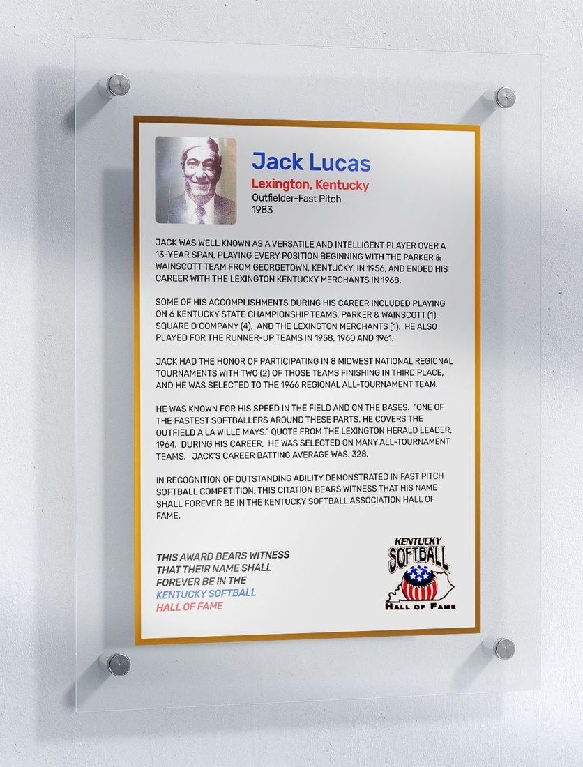 Lucas, Jack, Kentucky Softball Hall of Fame