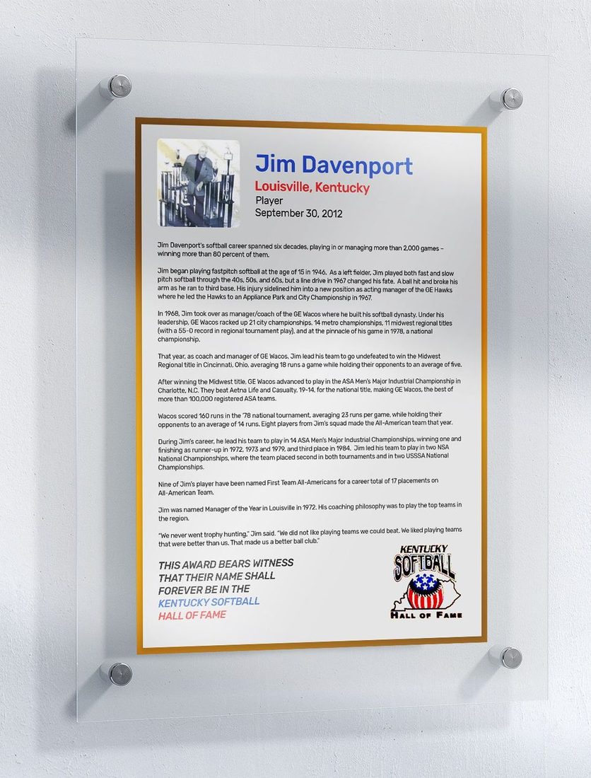 Davenport, Jim, Kentucky Softball Hall of Fame inductee