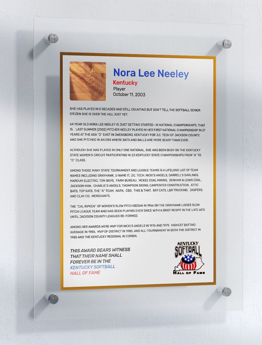 Neeley, Nora Lee, Kentucky Softball Hall of Fame inductee