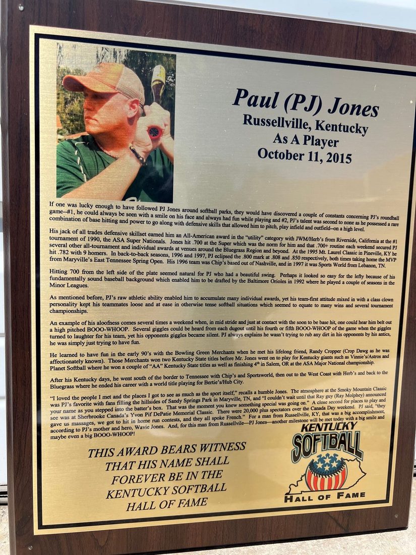 Jones, Paul (PJ), Kentucky Softball Hall of Fame inductee