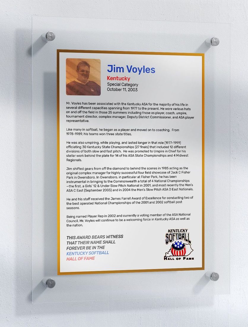 Voyles, Jim, Kentucky Softball Hall of Fame inductee