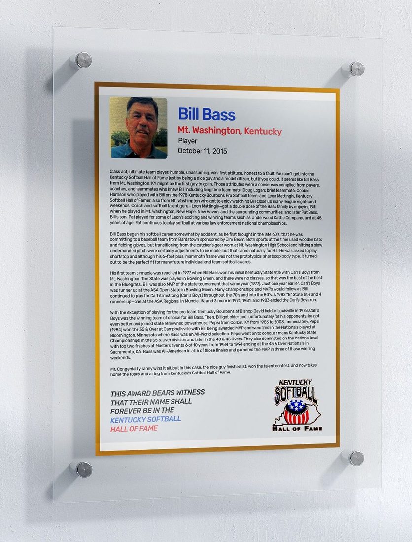 Bass, Bill, Kentucky Softball Hall of Fame inductee
