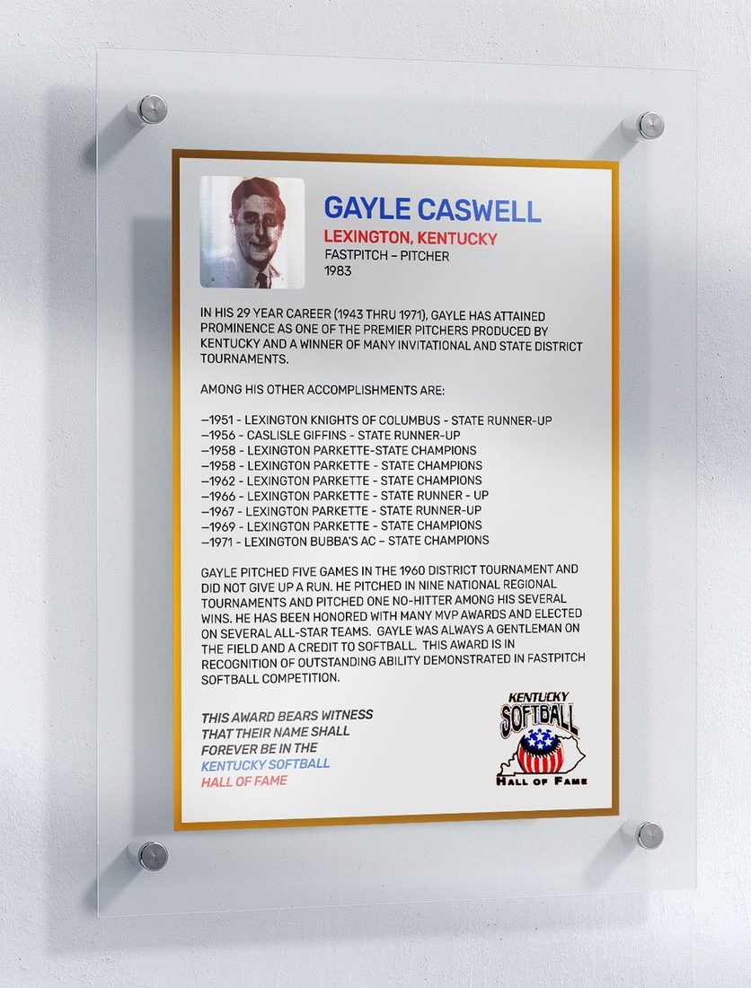 Caswell, Gayle, Kentucky Softball Hall of Fame inductee