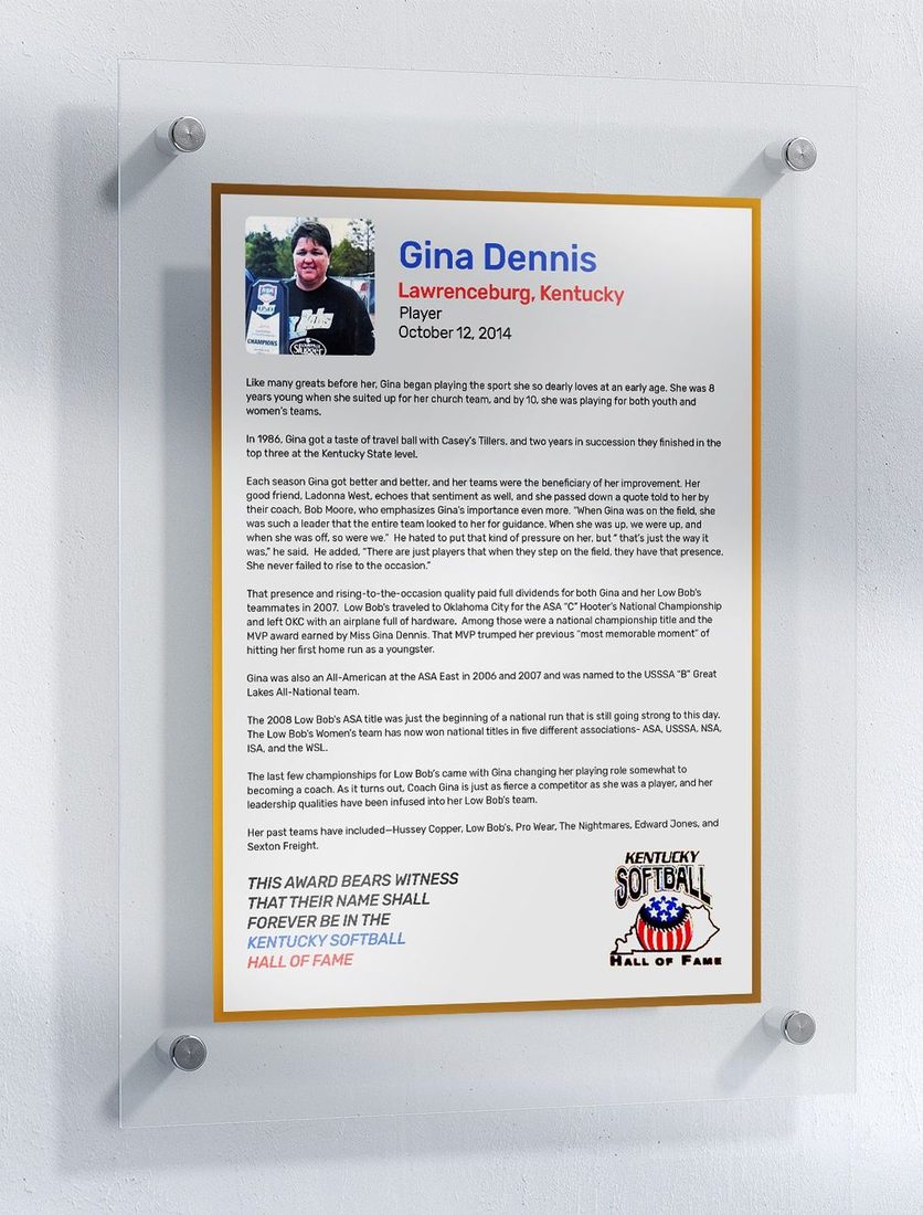 Dennis, Gina, Kentucky Softball Hall of Fame inductee