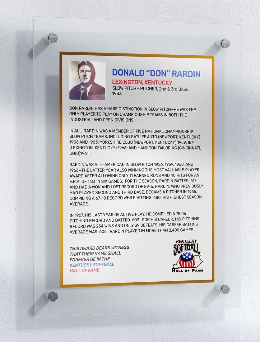 Rardin, Donald "Don", Kentucky Softball Hall of Fame inductee