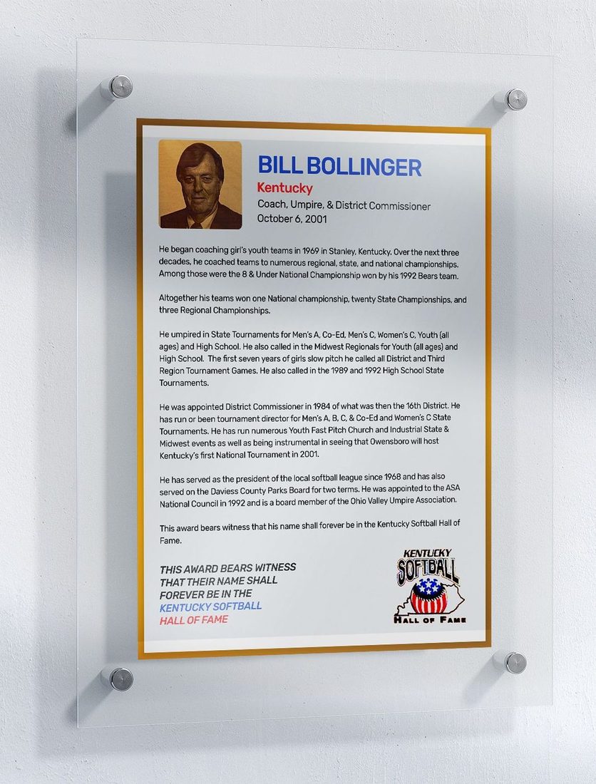 Bollinger, Bill, Kentucky Softball Hall of Fame inductee